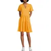 Lands' End Cotton Jersey Tiered Mini Dress In Yellow