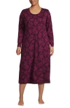Lands' End Cotton Long Sleeve Midcalf Nightgown In Purple