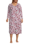 Lands' End Cotton Long Sleeve Midcalf Nightgown In Multi