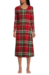 Lands' End Cotton Long Sleeve Midcalf Nightgown In Multi