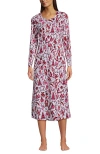 Lands' End Cotton Long Sleeve Midcalf Nightgown In Multi
