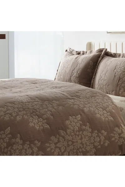 Lands' End Cotton Matelasse Duvet Bed Cover In Brown