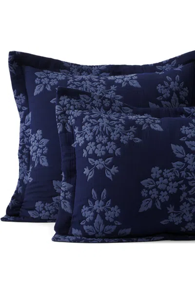 Lands' End Cotton Matelasse Pillow Sham In Blue