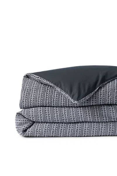 Lands' End Cotton Matelasse Textured Stripe Duvet Bed Cover In Black