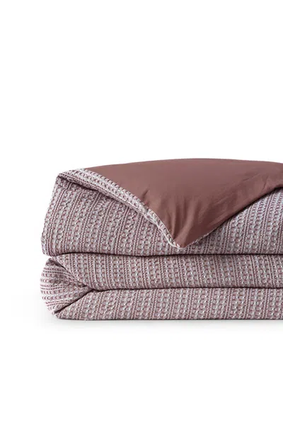 Lands' End Cotton Matelasse Textured Stripe Duvet Bed Cover In Brown