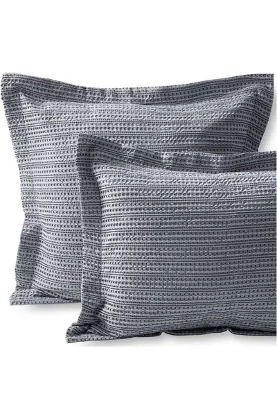Lands' End Cotton Matelasse Textured Stripe Pillow Sham In Gray