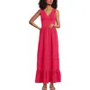 Lands' End Cotton Modal Embellished Trim Maxi Dress In Berry Rouge