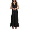 Lands' End Cotton Modal Embellished Trim Maxi Dress In Black