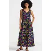 Lands' End Cotton Modal Embellished Trim Maxi Dress In Deep Sea Multi Garden Floral