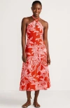 Lands' End Cotton Modal Halter Midi Dress In Red