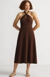 Lands' End Cotton Modal Halter Midi Dress In Brown