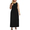 Lands' End Cotton Modal Sleeveless Tie Waist Maxi Dress In Black