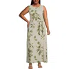 Lands' End Cotton Modal Sleeveless Tie Waist Maxi Dress In Light Stone/cream Plumeria