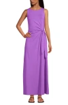 Lands' End Cotton Modal Sleeveless Tie Waist Maxi Dress In Soft Orchid