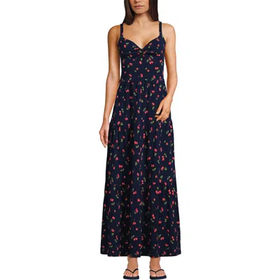 Lands' End Cotton Modal Twist Front Tiered Maxi Dress In Animal Print