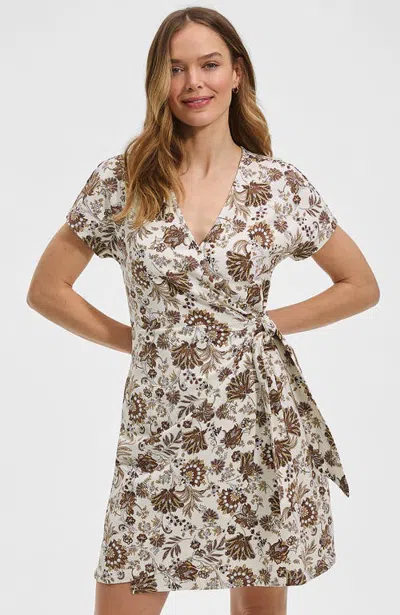 Lands' End Cotton Modal V Neck Mini Wrap Dess In Neutral