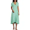 Lands' End Cotton Modal Vneck Wrap Mini Dress In Frosted Green Flower Patch