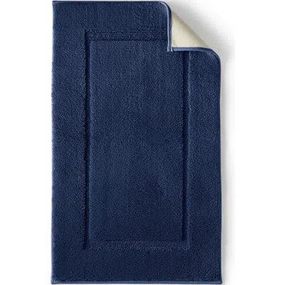 Lands' End Cotton Non-skid Contour Bath Rug In Blue