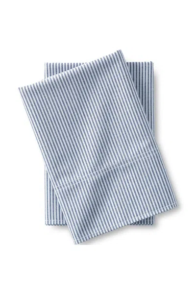 Lands' End Cotton Oxford Stripe Pillowcases In Blue