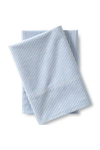 Lands' End Cotton Oxford Stripe Pillowcases In Blue
