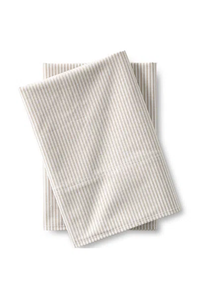 Lands' End Cotton Oxford Stripe Pillowcases In Neutral