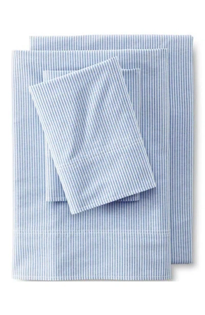 Lands' End Cotton Oxford Stripe Pillowcases In Silver Lake Blue Stripe