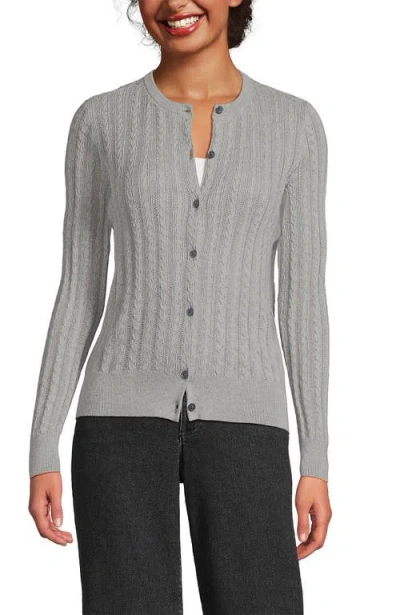 Lands' End Cotton Pointelle Modern Cardigan Sweater In Multi
