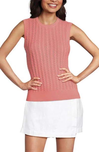 Lands' End Cotton Pointelle Shell Sweater In Pink