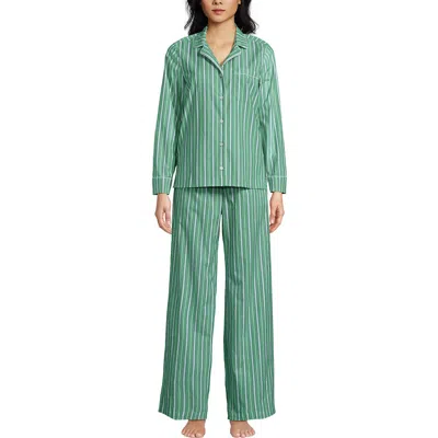 Lands' End Cotton Poplin 2 Piece Pajama Set In Animal Print