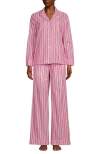 Lands' End Cotton Poplin 2 Piece Pajama Set In Apple Blossom Stripe