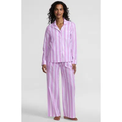 Lands' End Cotton Poplin 2 Piece Pajama Set In Pink