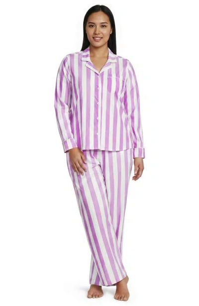 Lands' End Cotton Poplin 2 Piece Pajama Set In White