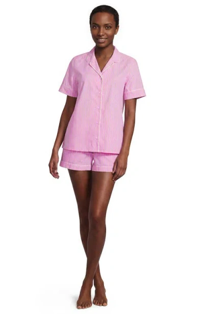 Lands' End Cotton Poplin 2 Piece Pajama Set In Pink