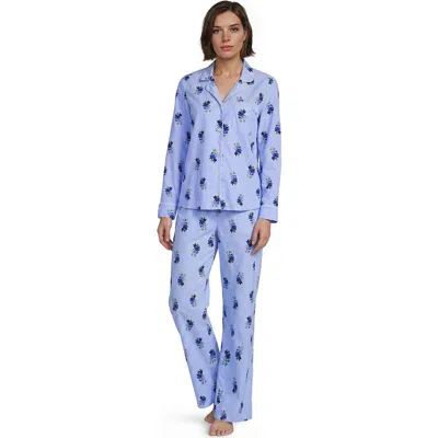 Lands' End Cotton Poplin 2 Piece Pajama Set In Blue