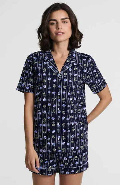 Lands' End Cotton Poplin 2 Piece Pajama Set In Blue
