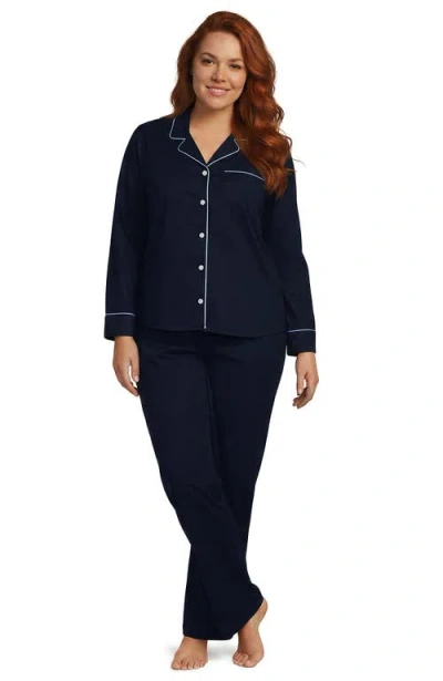 Lands' End Cotton Poplin 2 Piece Pajama Set In Black