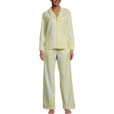 Lands' End Cotton Poplin 2 Piece Pajama Set In Yellow