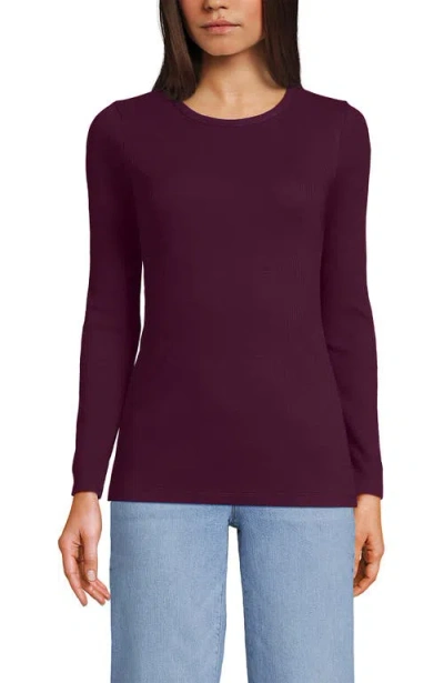 Lands' End Cotton Rib T-shirt In Burgundy