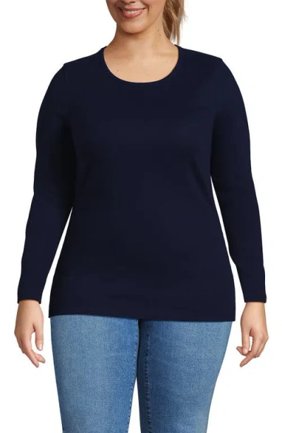 Lands' End Cotton Rib T-shirt In Black