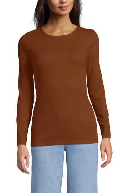 Lands' End Cotton Rib T-shirt In Brown