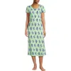 Lands' End Cotton Short Sleeve Midcalf Nightgown In Multi