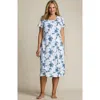 Lands' End Cotton Short Sleeve Midcalf Nightgown In Multi