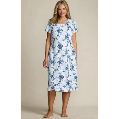 LANDS' END LANDS' END COTTON SHORT SLEEVE MIDCALF NIGHTGOWN