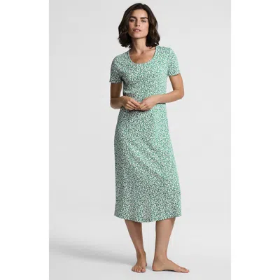 Lands' End Cotton Short Sleeve Midcalf Nightgown In Green