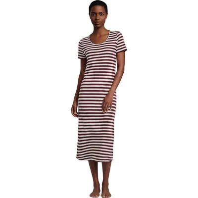 Lands' End Cotton Short Sleeve Midcalf Nightgown In Brown