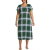 Lands' End Cotton Short Sleeve Midcalf Nightgown In Green