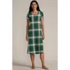 Lands' End Cotton Short Sleeve Midcalf Nightgown In Green