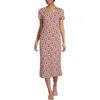 Lands' End Cotton Short Sleeve Midcalf Nightgown In Multi