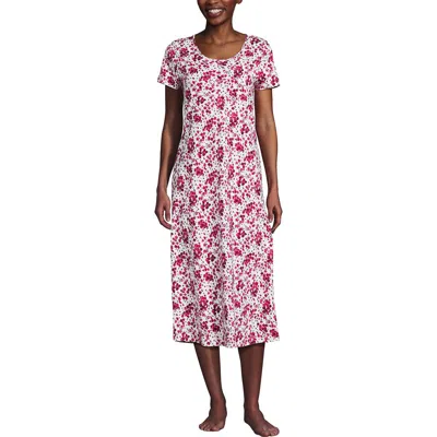 Lands' End Cotton Short Sleeve Midcalf Nightgown In Multi