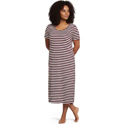 Lands' End Cotton Short Sleeve Midcalf Nightgown In Brown
